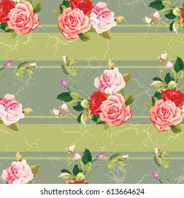 Patrón floral sin fisuras tres Vectores de rosa Ilustración EPS8