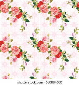 Seamless floral pattern three rose Vector Illustration EPS8