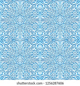 Seamless floral pattern with traditional ornament. Vector illustration.
