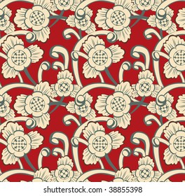 Seamless floral pattern. Traditional style in red and green. For other similar images from the series, please, check my portfolio.