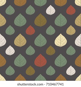 Seamless floral pattern with tree leaves. Autumn colors.