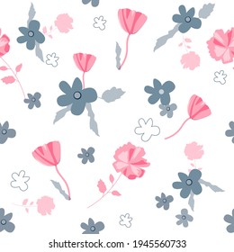 Seamless floral pattern. Trendy design for wallpaper, textile design, packing, fabric. Modern vibrant abstract flowers and leaves.