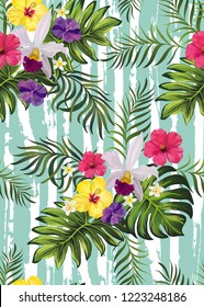Seamless floral pattern. Trendy summer background. 