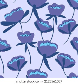 Seamless floral pattern in trendy veri peri colour