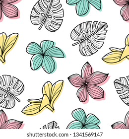Seamless floral pattern with tropical flowers