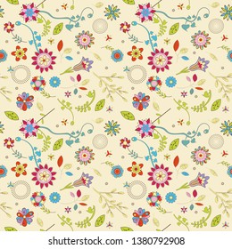 Seamless floral pattern with tropical flowers, watercolor. Vector illustration.