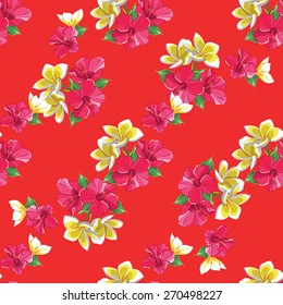 Seamless floral pattern with tropical flowers. Vintage print.