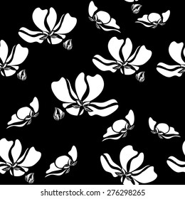 Seamless floral pattern with tropical flowers. Vintage print.