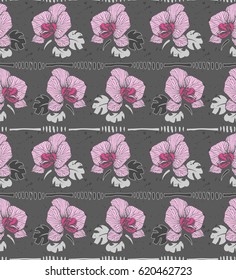 Seamless floral pattern. Pattern with tropical flowers.Orchids background.