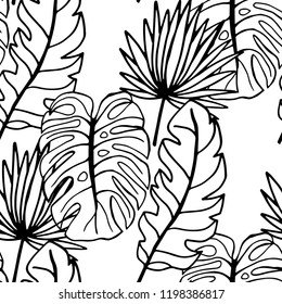 seamless floral pattern tropical palm leaves