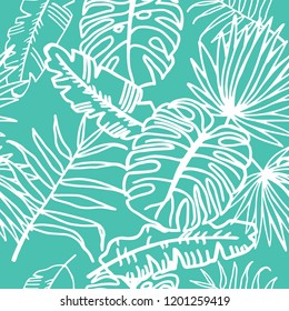 seamless floral pattern tropical palm leaves
