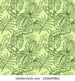 seamless floral pattern tropical palm leaves
