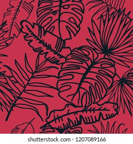 seamless floral pattern tropical palm leaves
