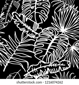 seamless floral pattern tropical palm leaves