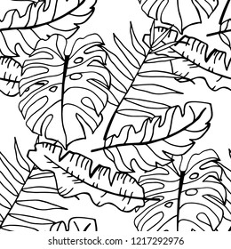 seamless floral pattern tropical palm leaves