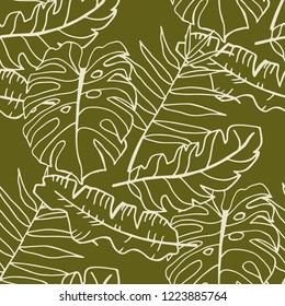 seamless floral pattern tropical palm leaves