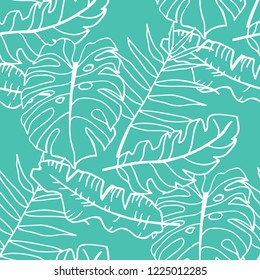 seamless floral pattern tropical palm leaves