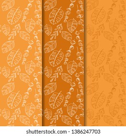 seamless floral pattern tropical palm leaves hand drawn sketch