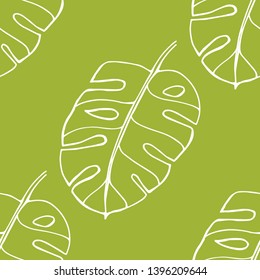 seamless floral pattern tropical palm leaves hand drawn sketch
