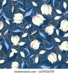 Seamless Floral Pattern Tulip Flowers Vector Illustration