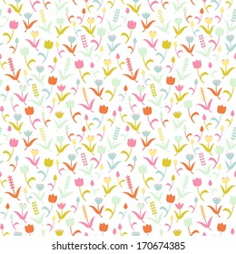 Seamless floral pattern with tulips