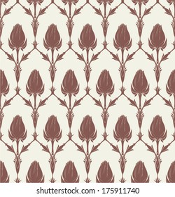 Seamless floral pattern with of tulips