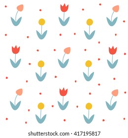 Seamless floral pattern with tulips