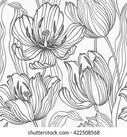 seamless floral pattern with tulips