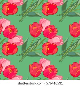 Seamless floral pattern with tulips