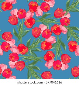 Seamless floral pattern with tulips