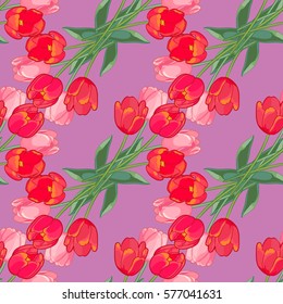 Seamless floral pattern with tulips