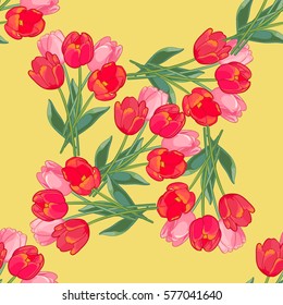 Seamless floral pattern with tulips