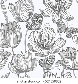 Vector Seamless Pattern Hand Drawn Ginkgo Stock Vector (Royalty Free ...