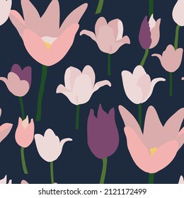 seamless floral pattern with tulips, vector design for paper, fabric and other surface