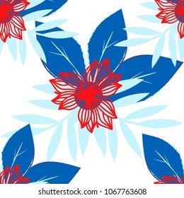 seamless floral pattern twigs and leaves. vector illustraition 