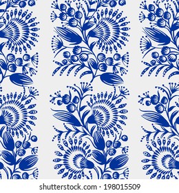 Seamless floral pattern in Ukrainian folk style
