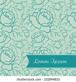 Seamless floral pattern. Used flowers leaves and buds of wild rose. There's also a ribbon for text