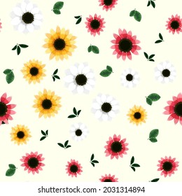 Seamless floral pattern using Beautiful trendy new flowers for print on textile, fabric, clothes, wallpaper, also Wedding, birthday, Greeting card, web background. Colorful illustration.