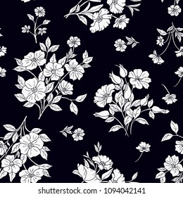 Tiny Flowers Seamless Pattern Vector Black Stock Vector (Royalty Free ...