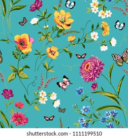 Seamless Floral Pattern in Vector