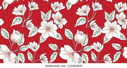 Seamless Floral Pattern in vector