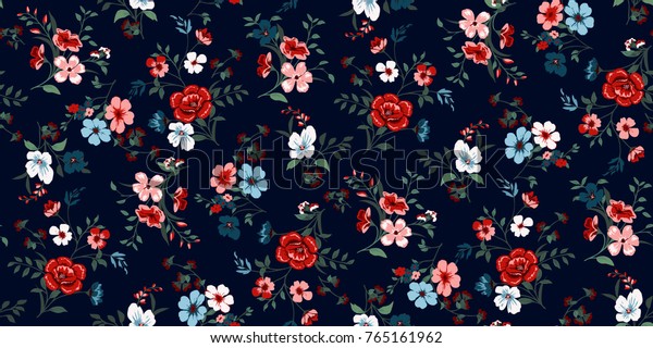 Seamless Floral Pattern of different floral colors wallpaper