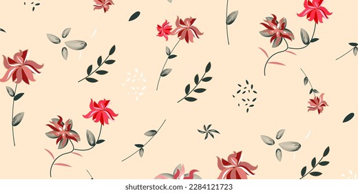 Seamless floral pattern in vector. Abstract art flower design. Find fill pattern on swatches