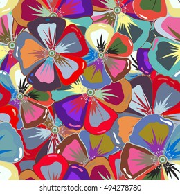 Seamless floral pattern. Vector abstract floral background. Multicolor seamless flower pattern.