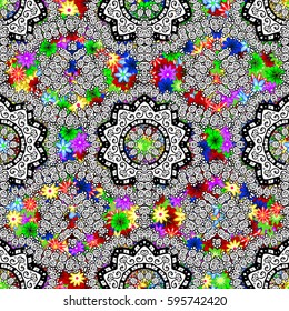 Seamless floral pattern. Vector abstract floral background. Seamless pattern with many small flowers.
