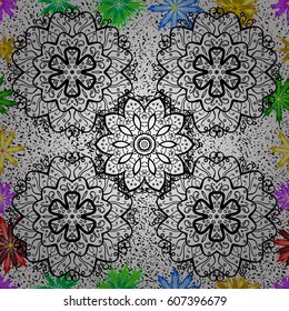 Seamless floral pattern. Vector abstract floral background. Seamless pattern with many big pink flowers.