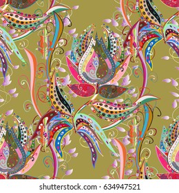 Seamless floral pattern. Vector abstract floral background. Seamless pattern with many small magenta flowers.