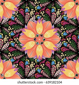 Seamless floral pattern. Vector abstract floral background. Seamless pattern with many small blue flowers.