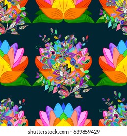 Seamless floral pattern. Vector abstract floral background. Seamless pattern with many small blue flowers.