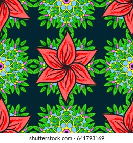 Seamless floral pattern. Vector abstract floral background. Seamless pattern with many small blue flowers.
